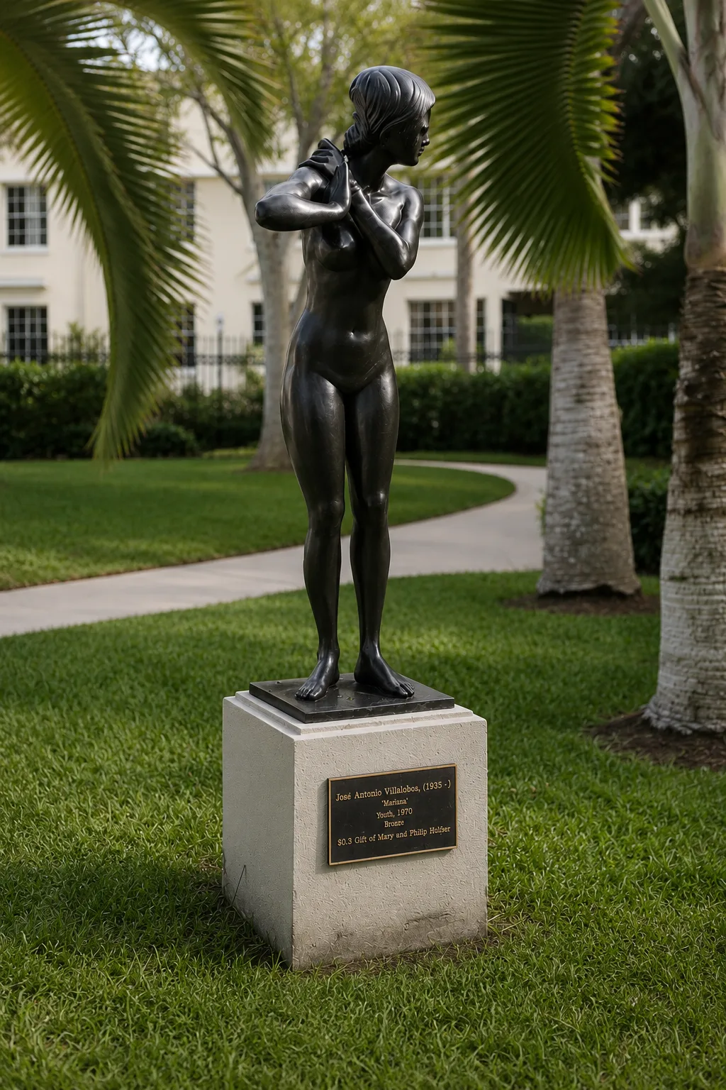 Outdoor bronze sculpture receiving finish-sensitive restoration and maintenance care.