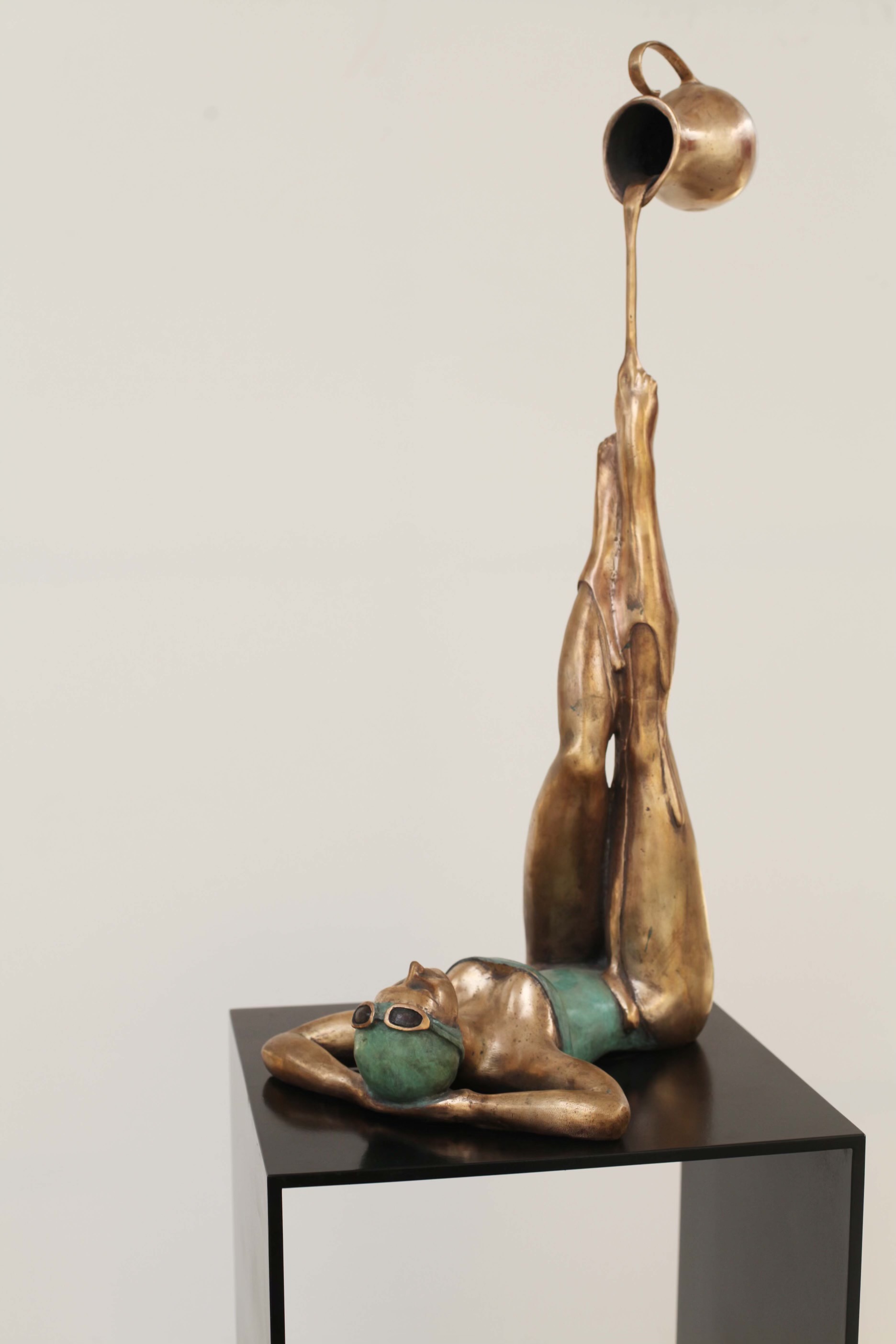 Bronze sculpture on pedestal after restoration work.